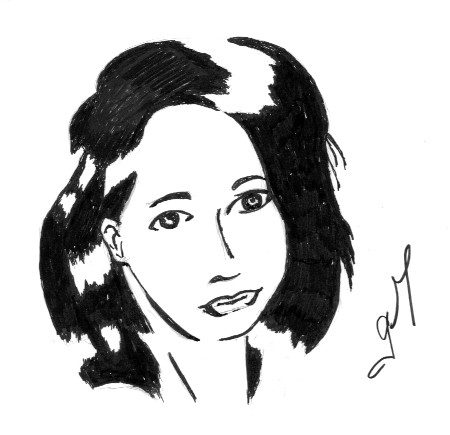 jeune femme encre de chine